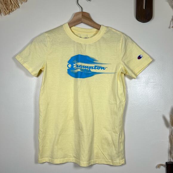 Boys Yellow and Blue Champion T-Shirt Size Medium - Picture 1 of 4